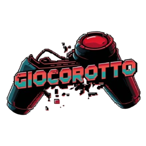 Logo di giocorotto che rappresenta un controller per videogiochi che si sta rompendo di colore nero e rosso
